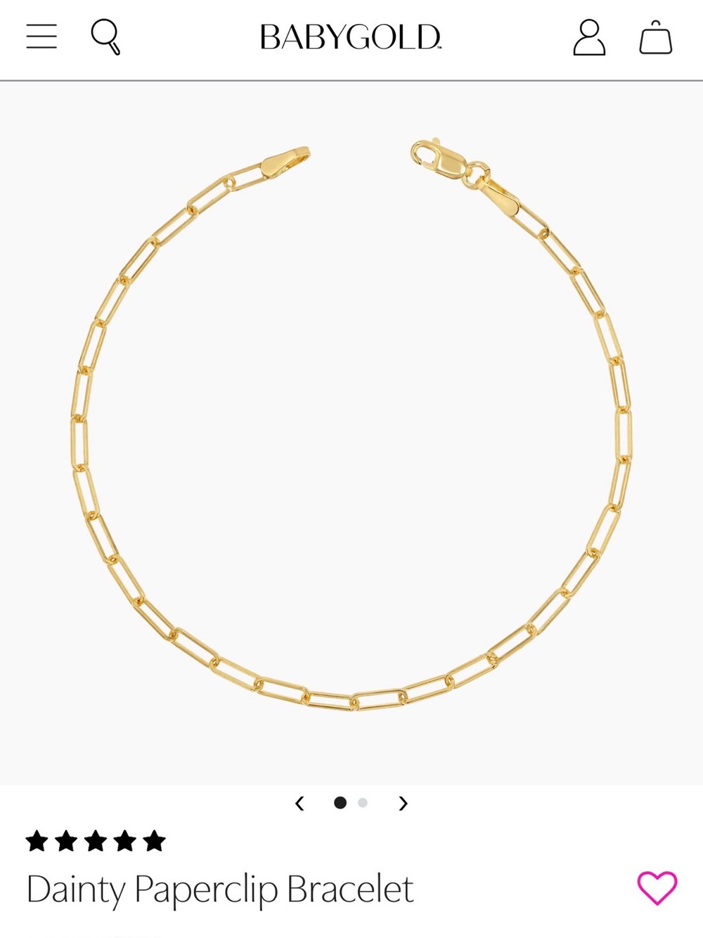 Babygold 14k Dainty Paperclip Bracelet